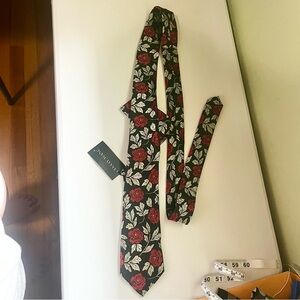 Barry Wang Red and Black Roses Tie